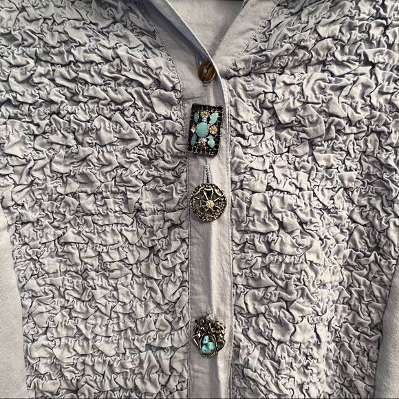Parsley & Sage Button Down Vintage Button Down Blouse Top Mixed Metal Buttons - Picture 3 of 13